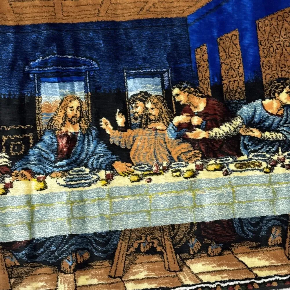 Vintage Tapestry Jesus Last Supper Wall Hanging Made In Lebanon 19